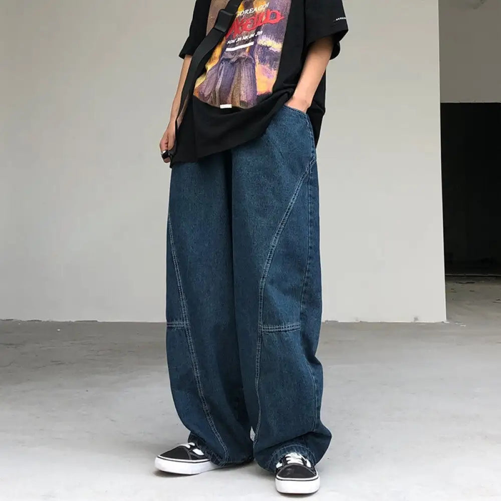 Baggy Streetwear Drape Jeans – Loose Fit for Lovers | same ANTHEM - Blue / S