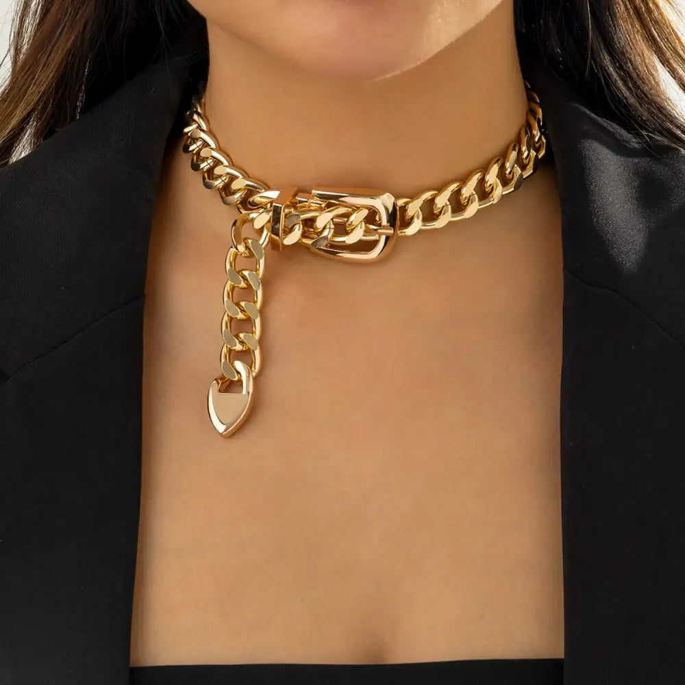 Belt Choker Necklace | Punk Chunky Chain Jewelry for Women | same ANTHEM.
