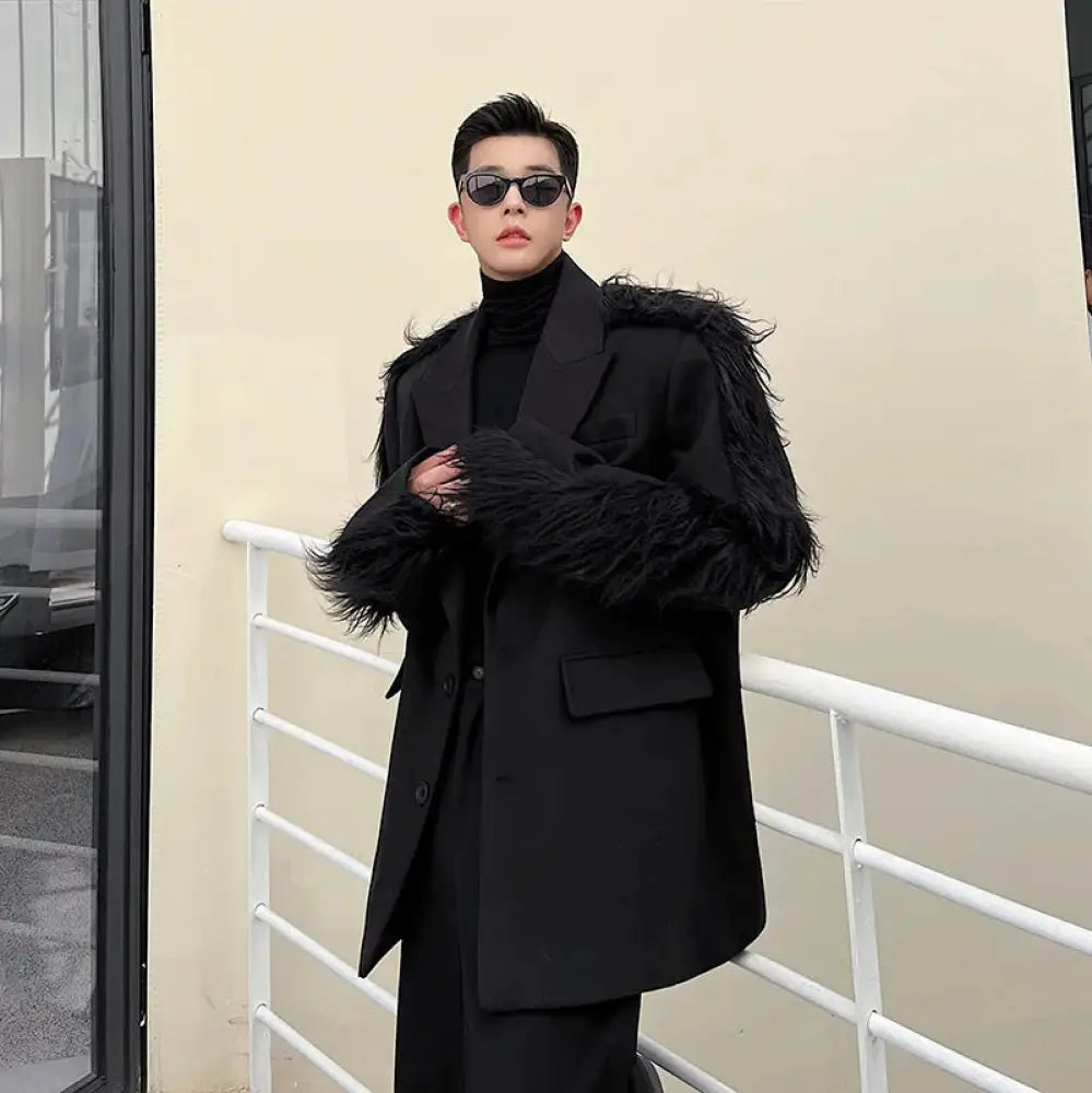 Black Feather Patchwork Blazer – Soulmate Streetwear Winter Jacket | same ANTHEM