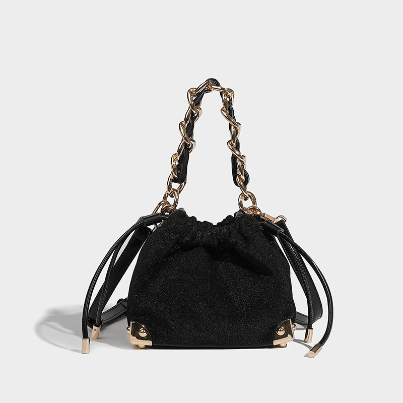 Black Handbag with Gold Chain Handle | same ANTHEM. Soulmate Streetwear & Fashion - Black - Bag