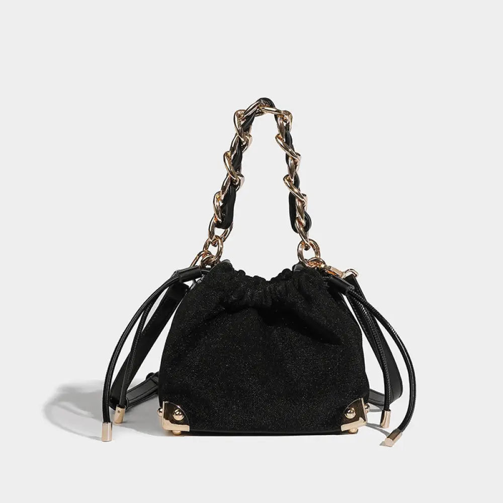 Black Handbag with Gold Chain Handle | same ANTHEM. Soulmate Streetwear & Fashion - Black - Bag