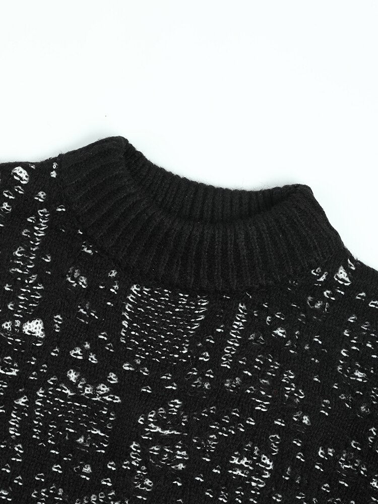 Black Jacquard Oversized Knit Sweater – Dreamy Soft Pullover | same ANTHEM - black / One Size