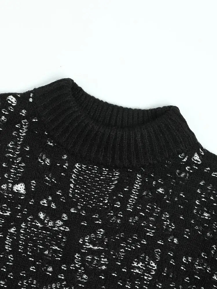 Black Jacquard Oversized Knit Sweater – Dreamy Soft Pullover | same ANTHEM - black / One Size
