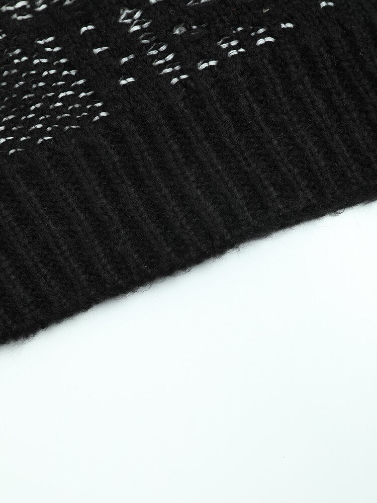 Black Jacquard Oversized Knit Sweater – Dreamy Soft Pullover | same ANTHEM - black / One Size
