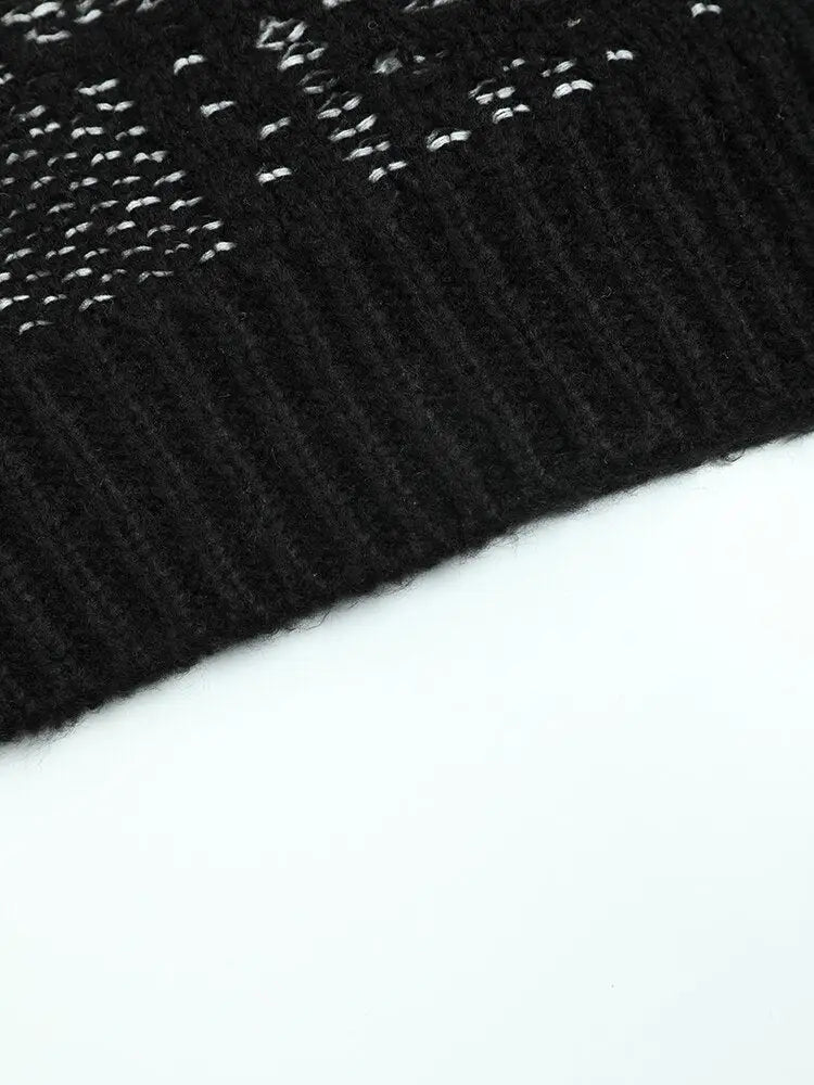 Black Jacquard Oversized Knit Sweater – Dreamy Soft Pullover | same ANTHEM - black / One Size