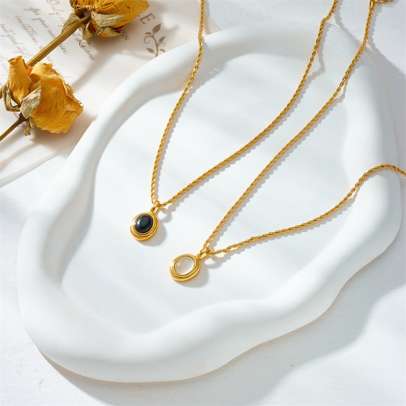 Black & White Gemstone Vintage Hemp Flowers Chain Necklace | Chic Boho Soulmate Jewellery | same ANTHEM