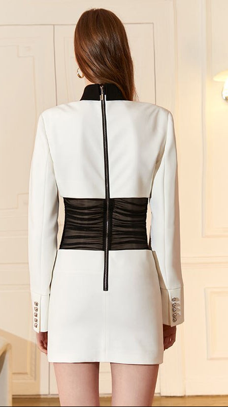 Black & White Mesh Waist Dress | same ANTHEM.