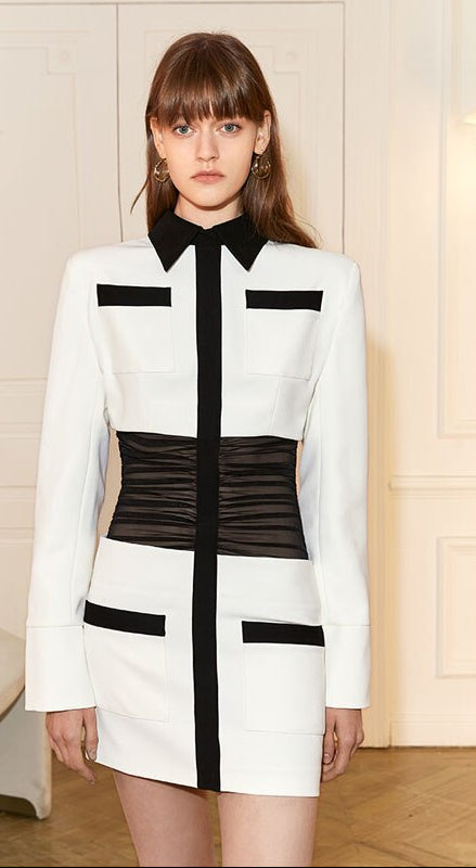 Black & White Mesh Waist Dress | same ANTHEM.