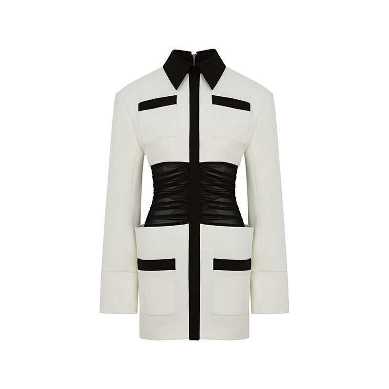 Black & White Mesh Waist Dress | same ANTHEM. - White / M