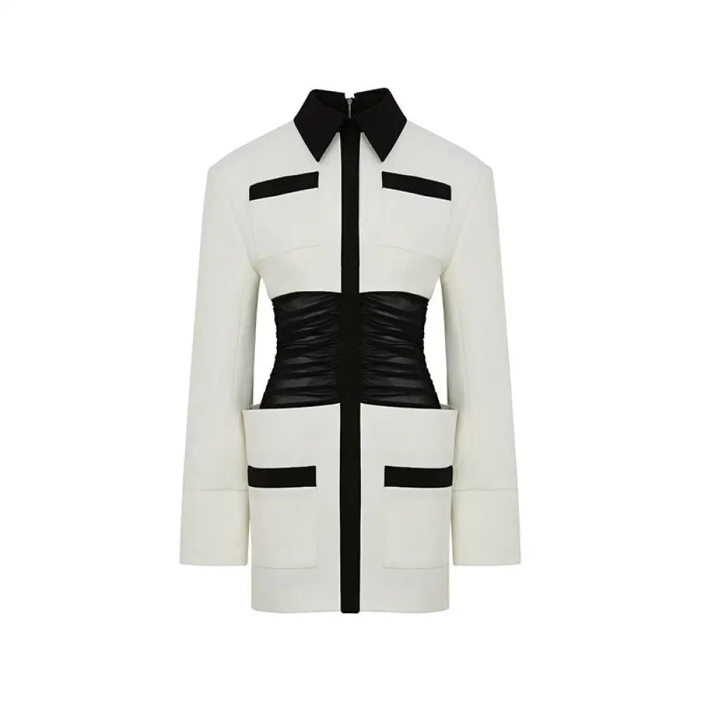 Black & White Mesh Waist Dress | same ANTHEM. - White / S