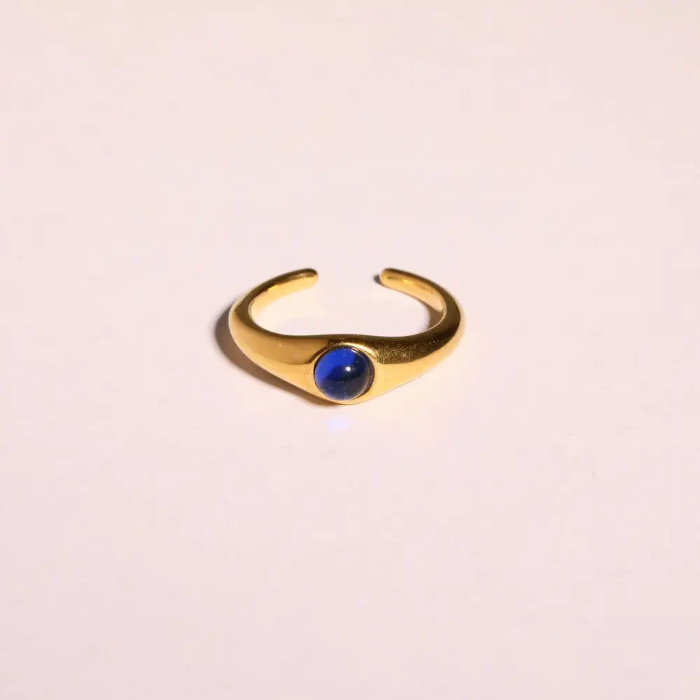Blue Gradient Stone Ring | Boho Soulmate Jewelry | Same Anthem - LOVE Gold Ring / Free Size Opening No 7
