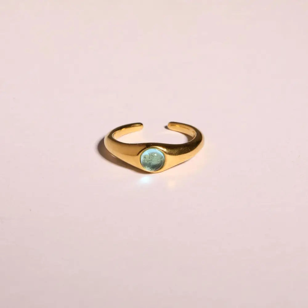 Blue Gradient Stone Ring | Boho Soulmate Jewelry | Same Anthem - PEACE Gold Ring / Free Size Opening No 7