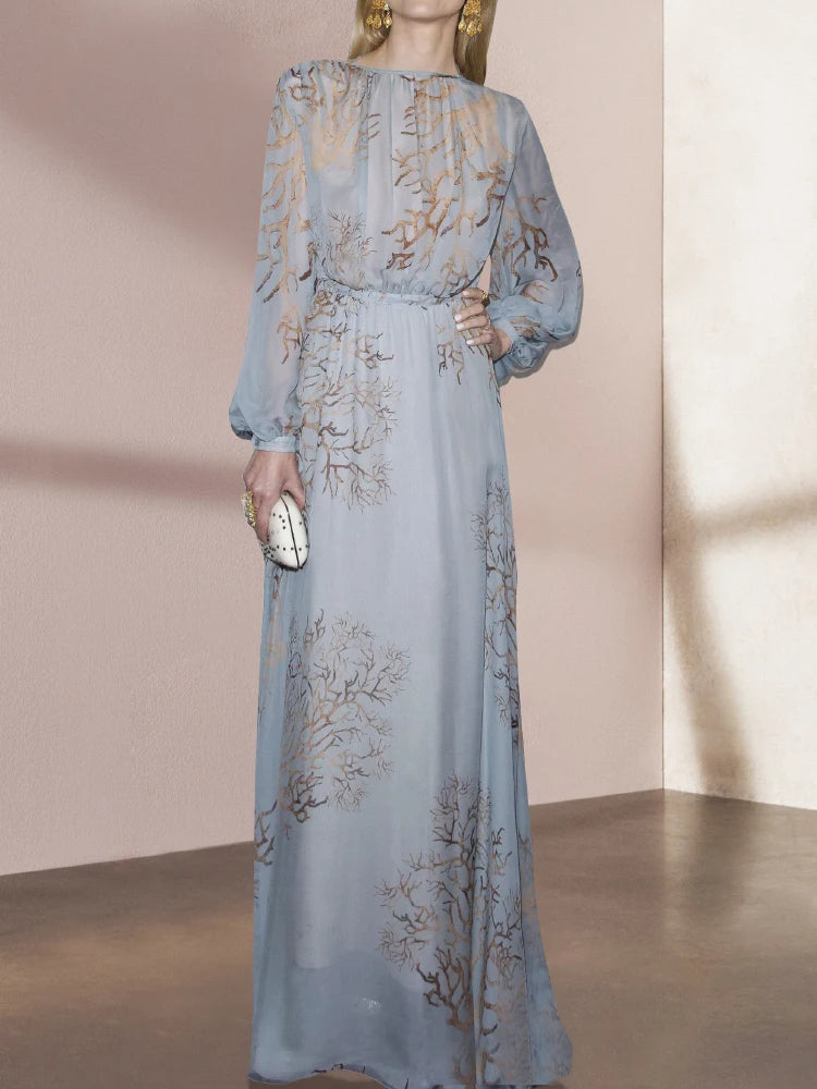 Blue Lantern Sleeve Dress | same ANTHEM.