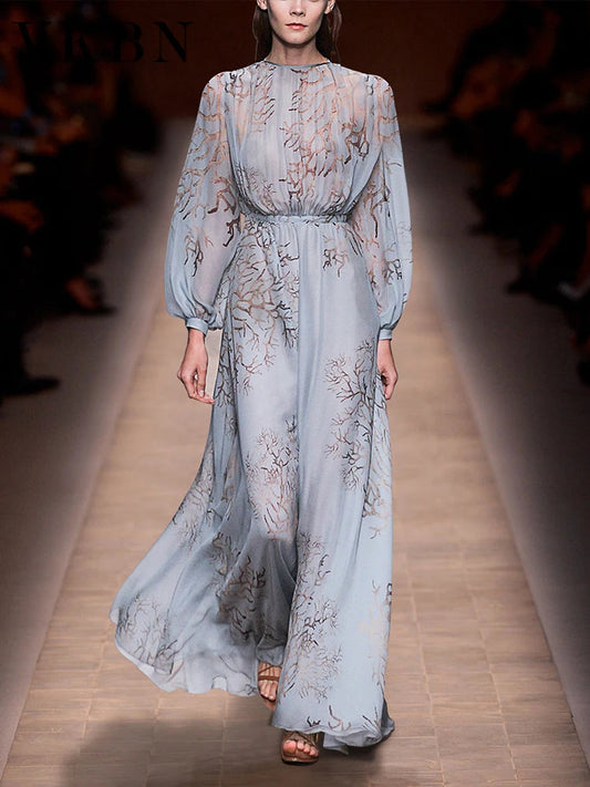 Blue Lantern Sleeve Dress | same ANTHEM.