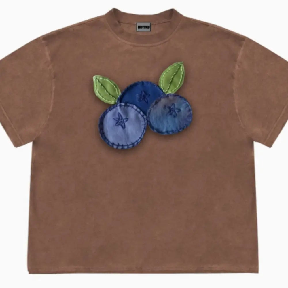 Blueberry Patchwork Fruit T-Shirt – same ANTHEM. Soulmate Streetwear for Lovers - Dark coffee / 2XL