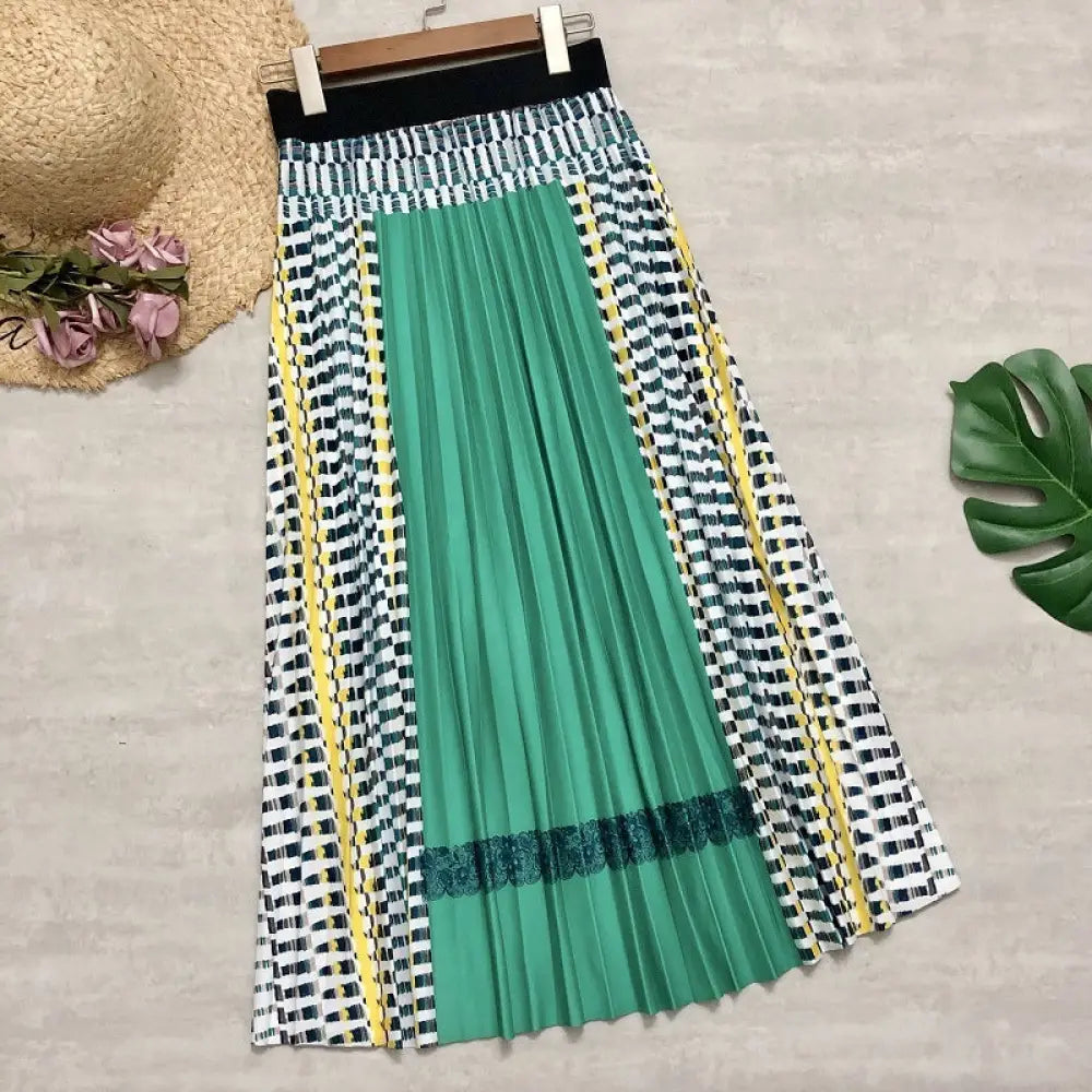 Bohemian Plaid A-Line Skirt for Lovers & Friends | Same Anthem - Green / One size