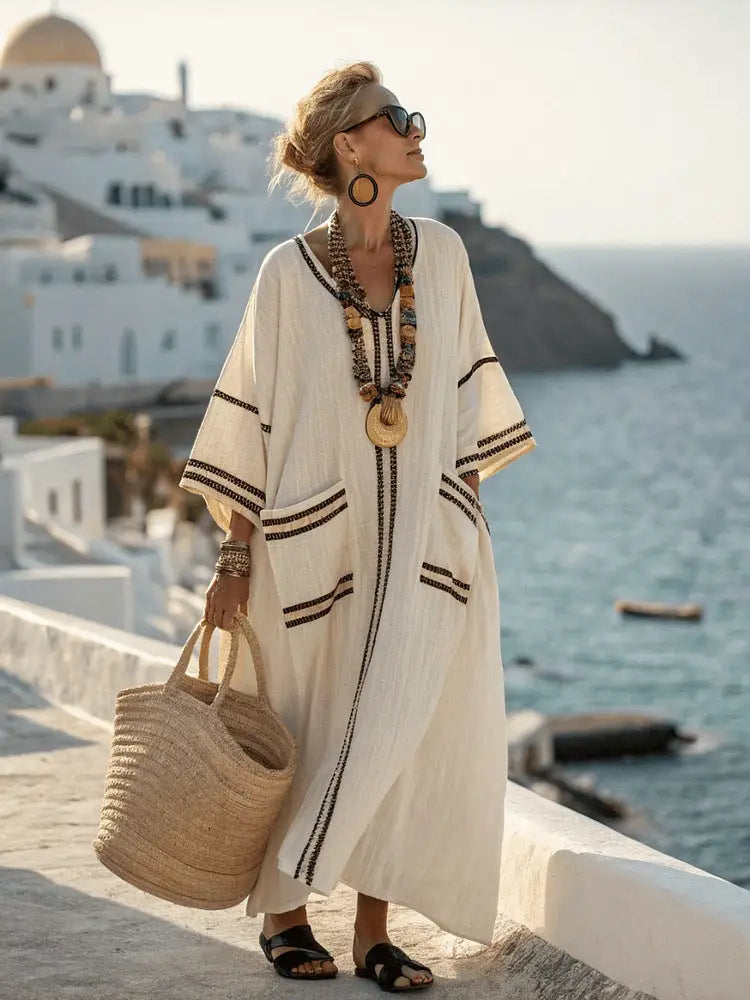 Boho Beach Plus Size Long Dress – Flowing Elegance | same ANTHEM - Apricot Black / 3XL - Dress