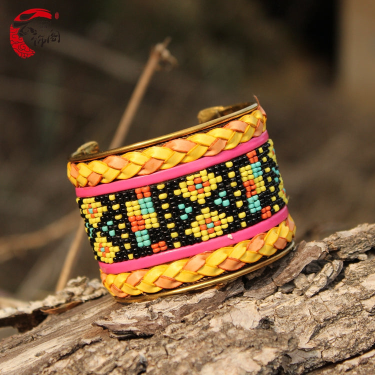 Boho Beaded Patch Bracelet – Nepalese Soulmate Style | same ANTHEM - Colorful Beads Yellow