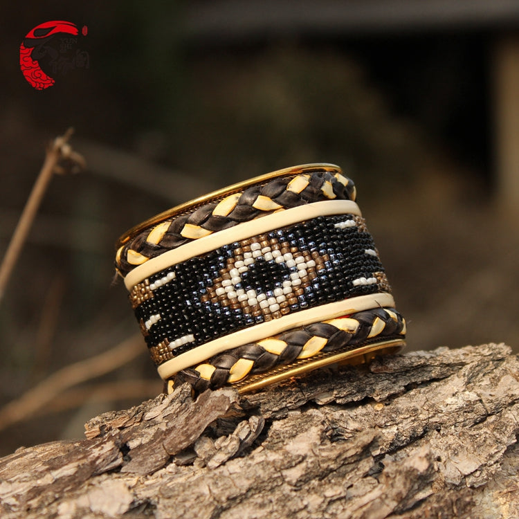 Boho Beaded Patch Bracelet – Nepalese Soulmate Style | same ANTHEM - Colorful Beads Black