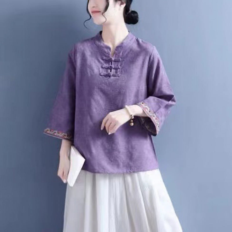 Boho Bell Sleeve Shirt – Free Spirit Chinese Style | same ANTHEM - Purple / 2XL
