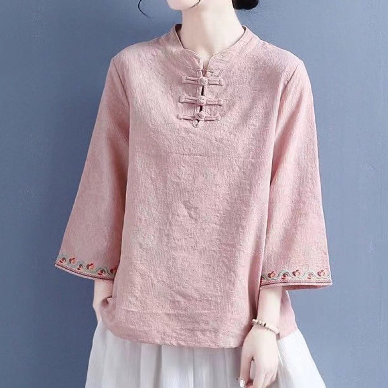 Boho Bell Sleeve Shirt – Free Spirit Chinese Style | same ANTHEM - Meat Powder / 2XL