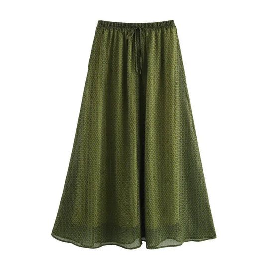 Boho Chic Pleated Printed Skirt – Casual Elegance | same ANTHEM