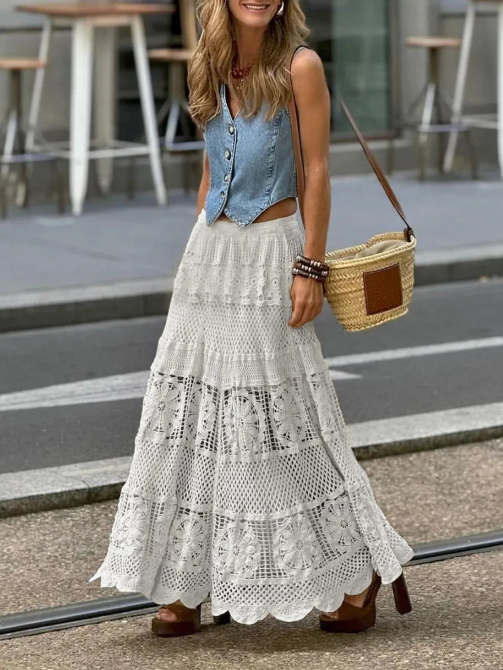 Boho Crochet Maxi Skirt – Dreamy French Chic | same ANTHEM