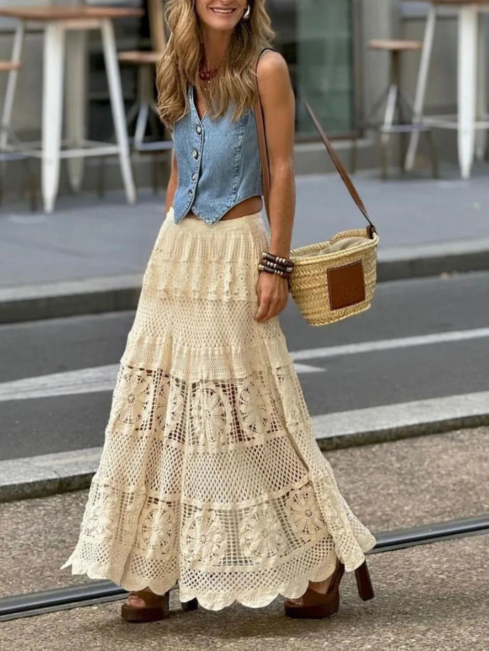 Boho Crochet Maxi Skirt – Dreamy French Chic | same ANTHEM