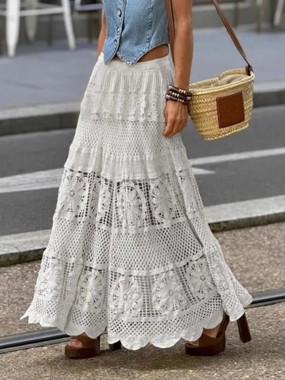 Boho Crochet Maxi Skirt – Dreamy French Chic | same ANTHEM - White / One Size