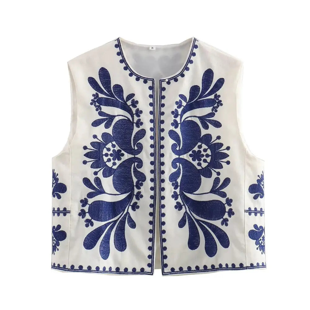 Boho Embroidered Cardigan Vest – Soulmate Streetwear | same ANTHEM - blue / XS