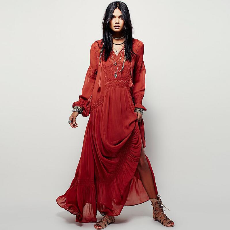 Boho Embroidered Linen Maxi Dress – Soulmate Streetwear | same ANTHEM. - Red / S