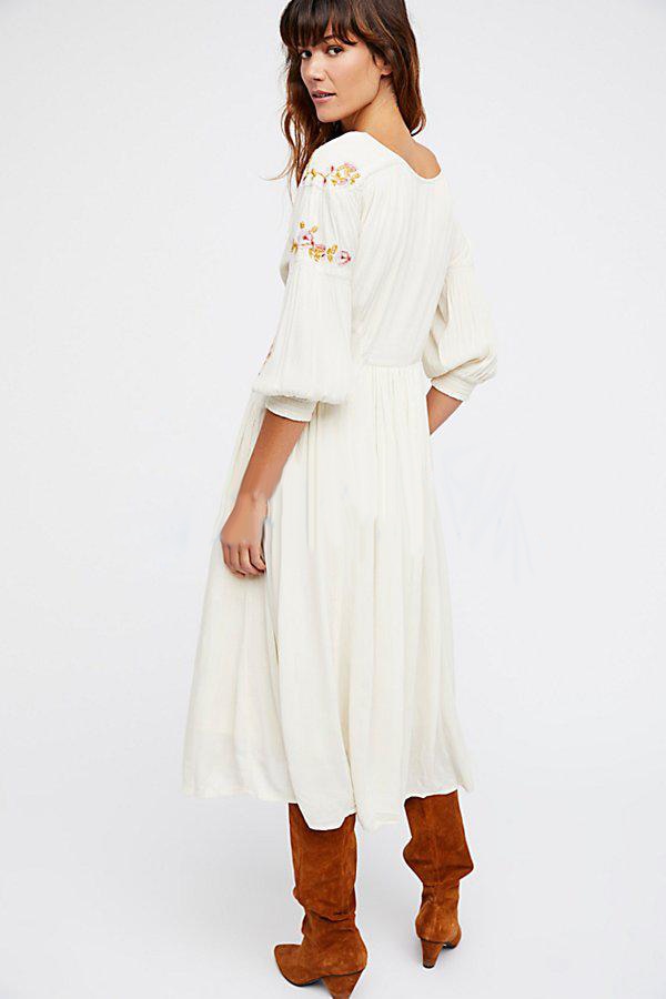 Boho Embroidered V-Neck Long Dress – Summer Split Robe | same ANTHEM