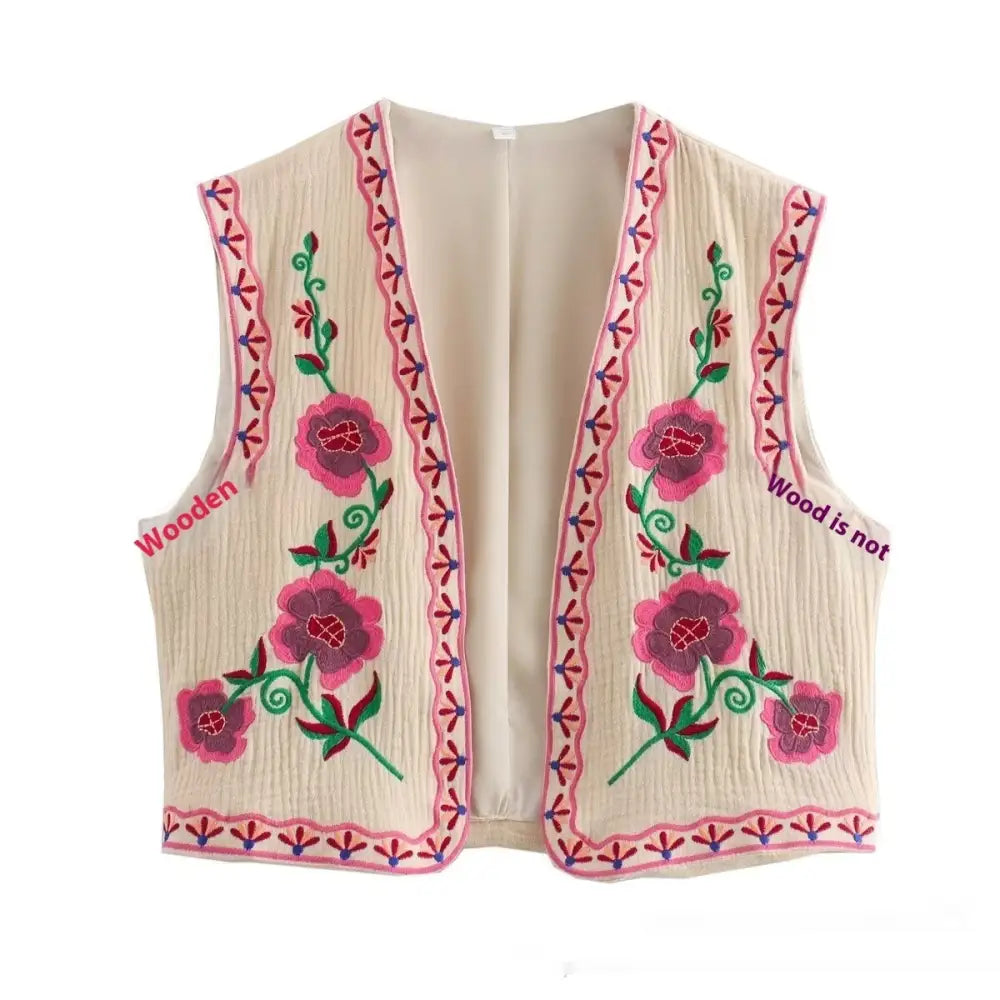 Boho Embroidered Vest – Vintage 70s Hippie Vest for Free Spirits & Soulmates | same ANTHEM - Beige / L