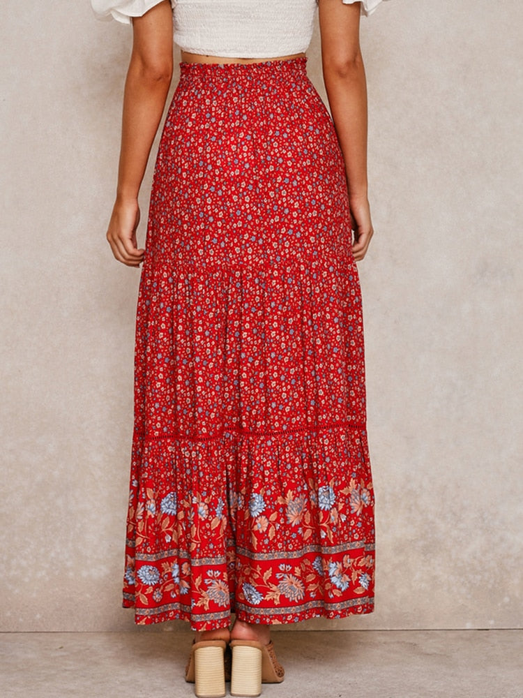 Boho Floral Maxi Skirt – same ANTHEM | Soulmate Streetwear for Lovers & Friends