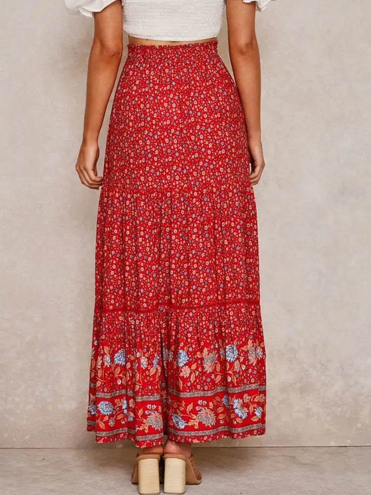 Boho Floral Maxi Skirt – same ANTHEM | Soulmate Streetwear for Lovers & Friends
