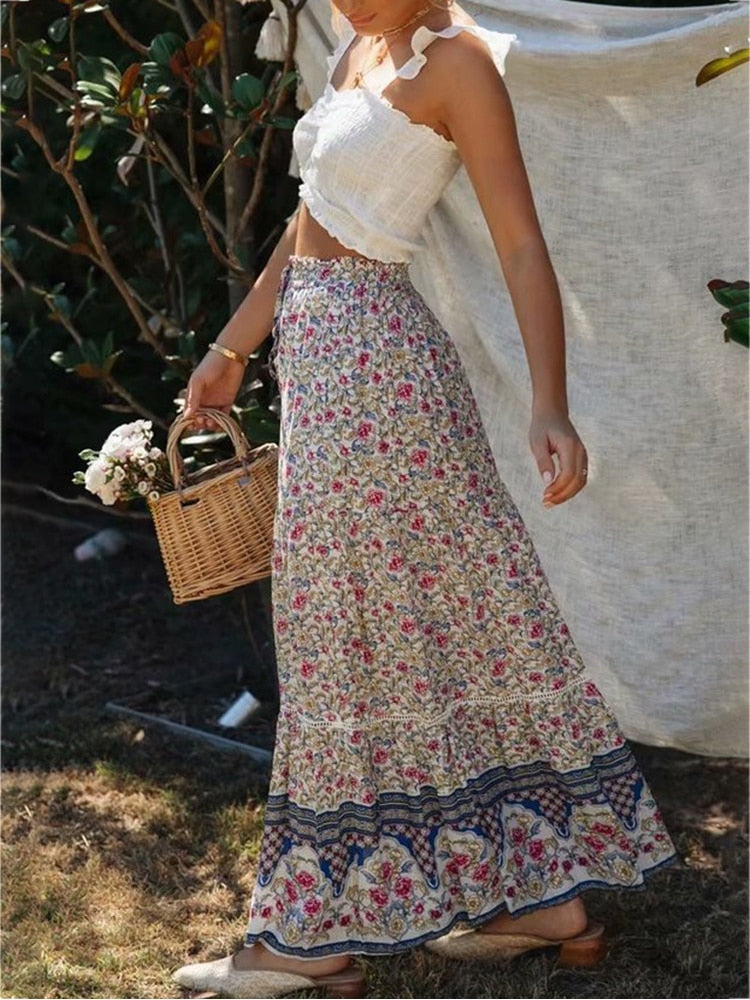 Boho Floral Maxi Skirt – same ANTHEM | Soulmate Streetwear for Lovers & Friends