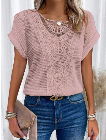 Boho Hollow-Out Summer Ethnic Top | same ANTHEM - Pink / 3XL