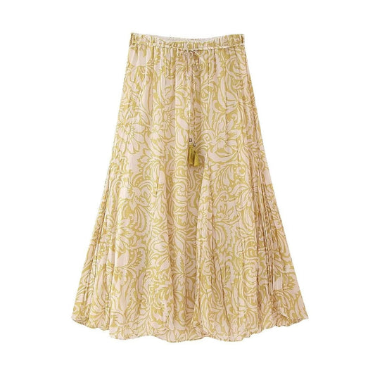 Boho Lace-Up A-Line Skirt – Romantic Mid-Length Dream | same ANTHEM - Picture Color / XS