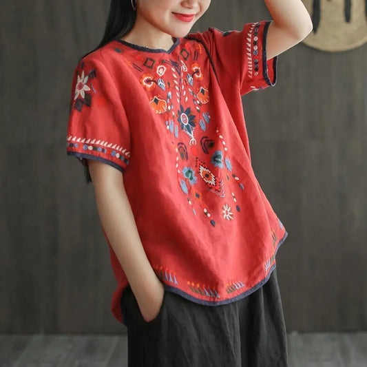 Boho Mian Embroidered Vintage Top – A Retro Charm with Modern Elegance | same ANTHEM.