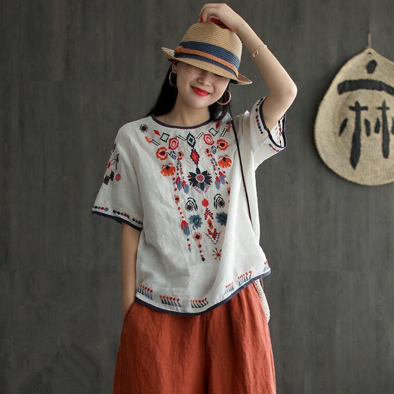 Boho Mian Embroidered Vintage Top – A Retro Charm with Modern Elegance | same ANTHEM.