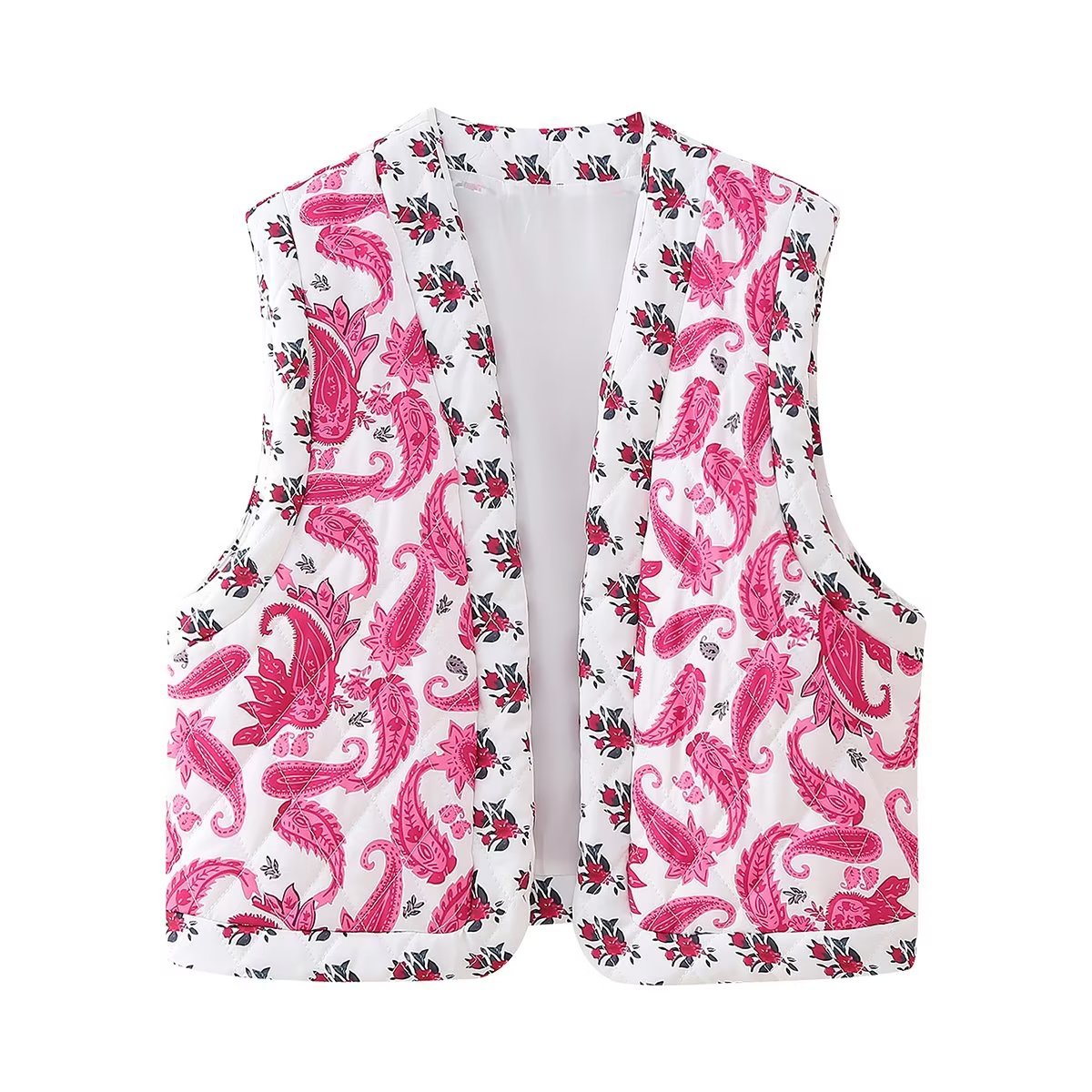 Boho Paisley Quilted Vest – Free-Spirited Soulmate Layer | same ANTHEM - Floral Pattern / L