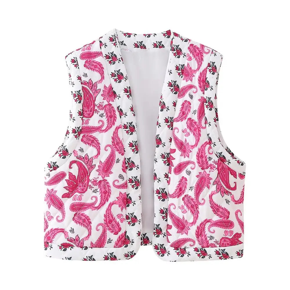 Boho Paisley Quilted Vest – Free-Spirited Soulmate Layer | same ANTHEM - Floral Pattern / L