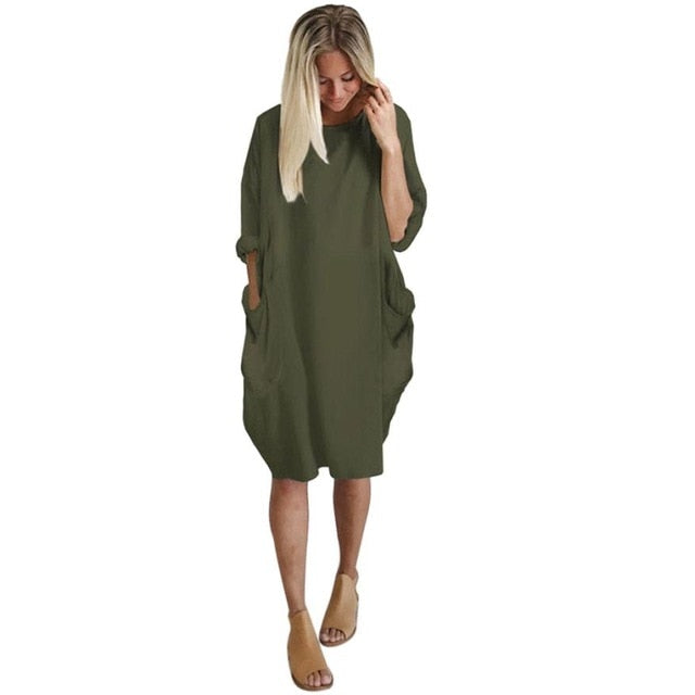 Boho Pocket Mini Dress – Dreamy Streetwear | same ANTHEM - Army Green / S
