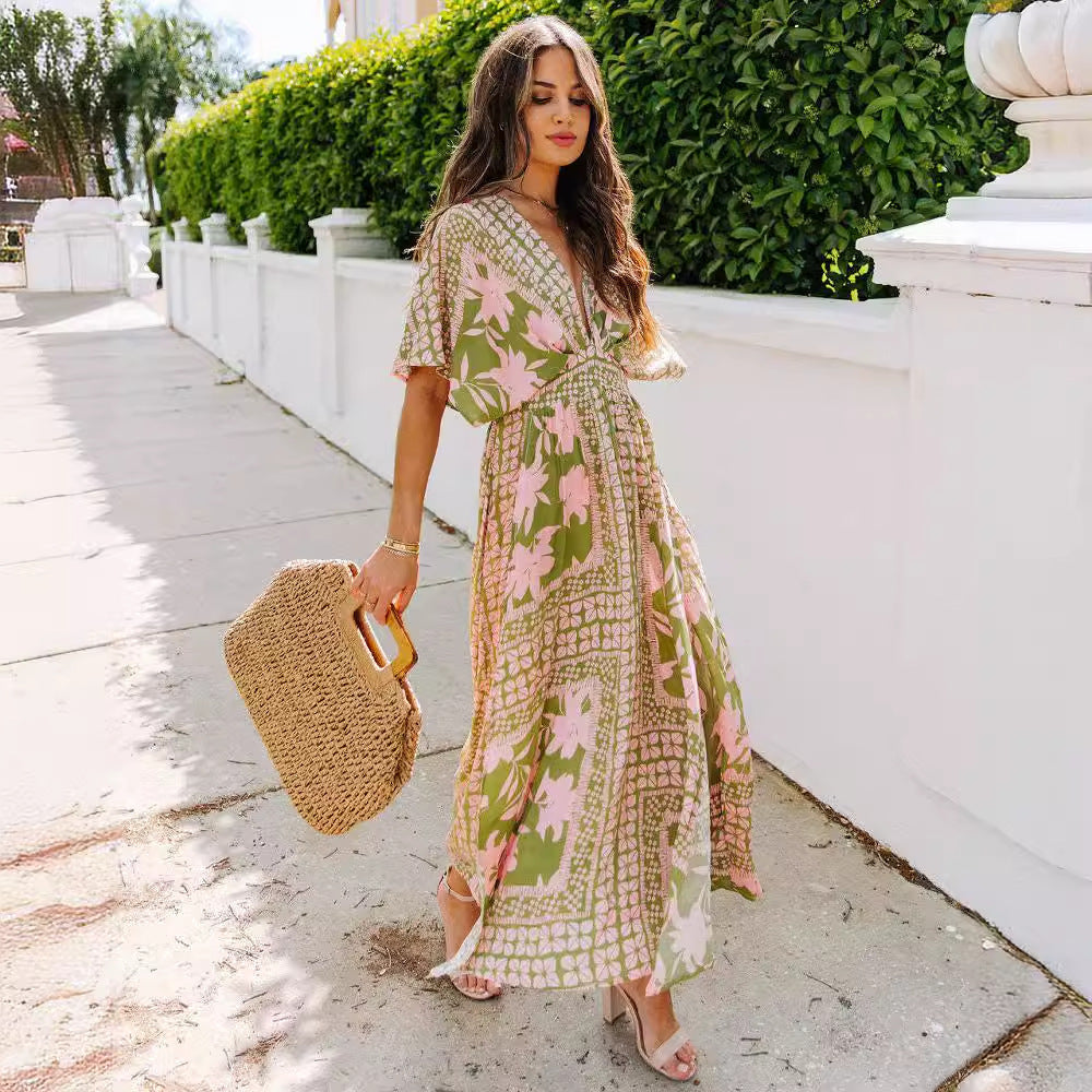 Boho Printed Batwing Dress – Soulful Style | same ANTHEM
