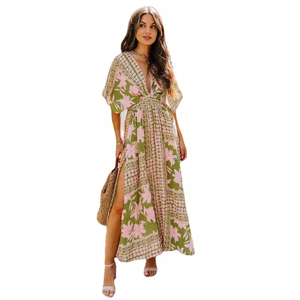 Boho Printed Batwing Dress – Soulful Style | same ANTHEM