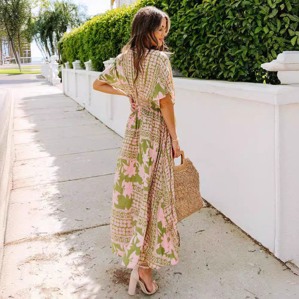 Boho Printed Batwing Dress – Soulful Style | same ANTHEM
