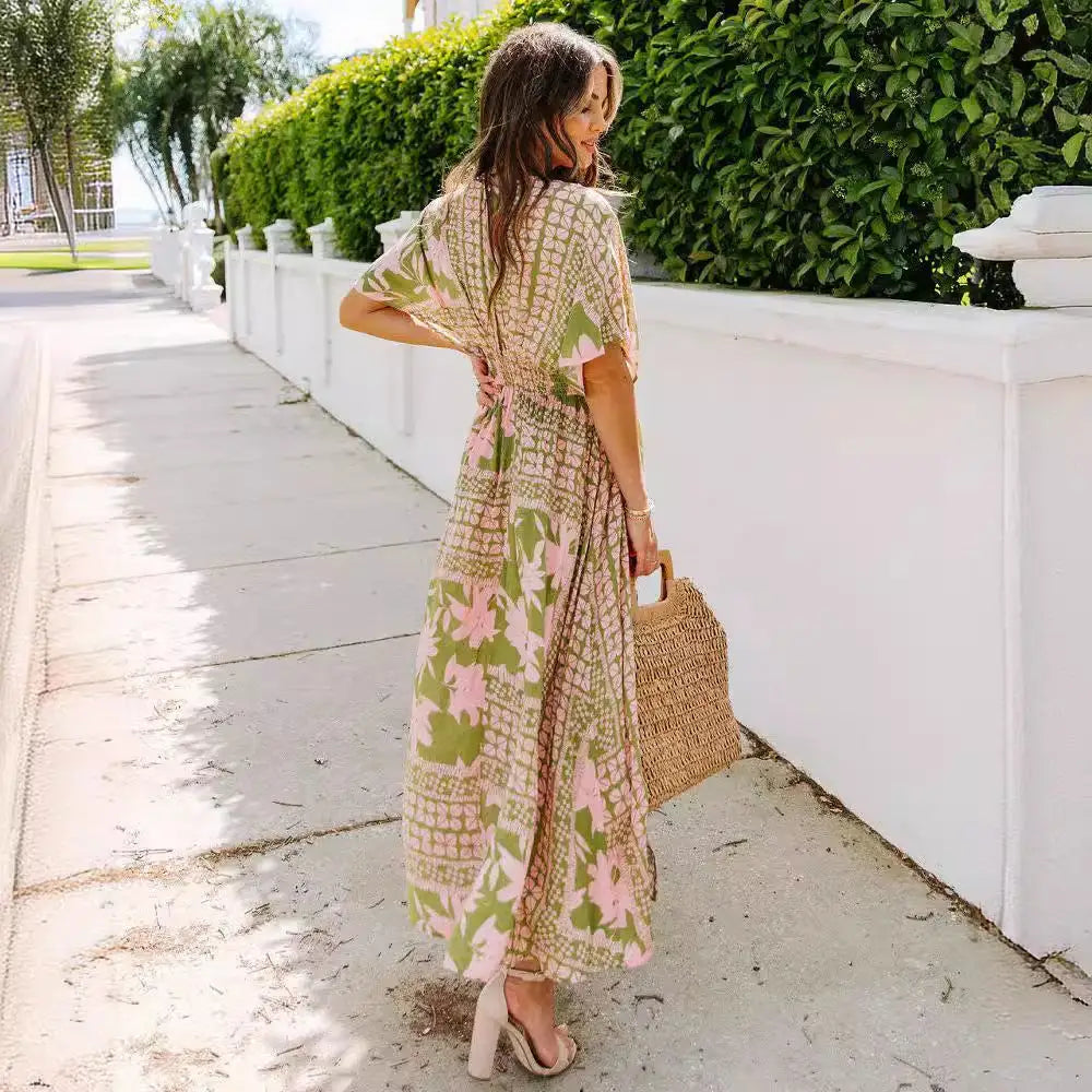 Boho Printed Batwing Dress – Soulful Style | same ANTHEM