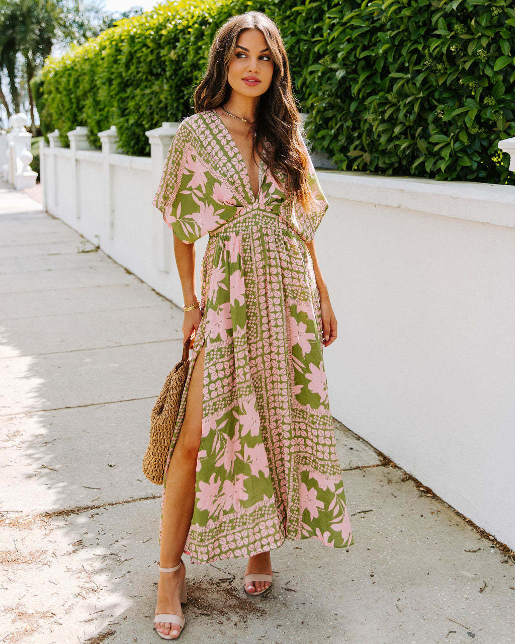 Boho Printed Batwing Dress – Soulful Style | same ANTHEM - Picture Color / L