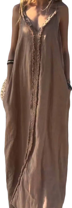 Boho Summer Loose Sling Dress – same ANTHEM Free Spirit Fashion - Brown / L