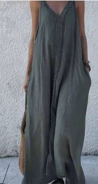 Boho Summer Loose Sling Dress – same ANTHEM Free Spirit Fashion - Dark Green / L